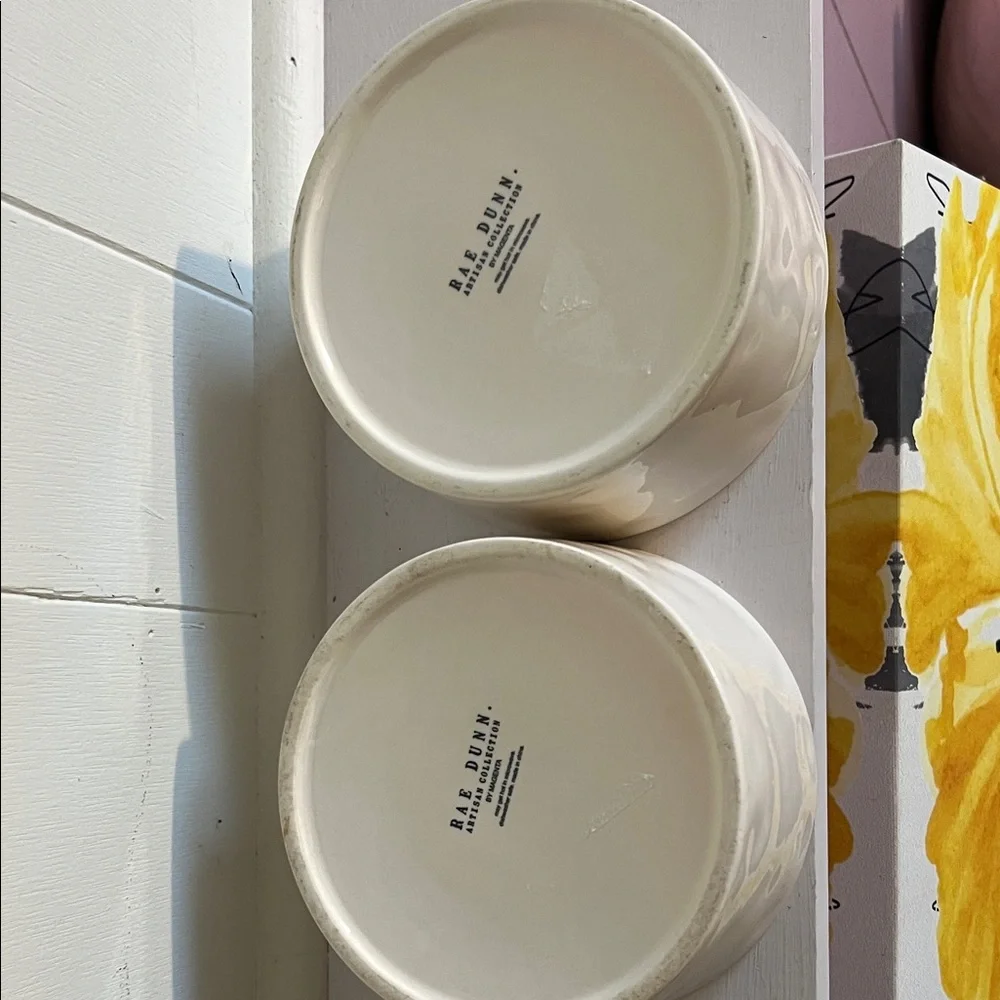 Rae Dunn Cream Ceramic Pet Bowls Set